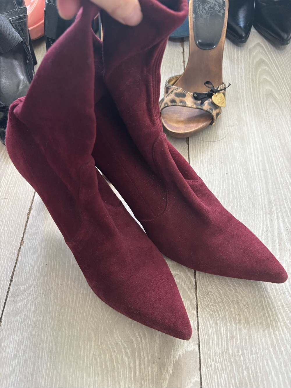 Stuart Weitzman Burgundy Suede Boots